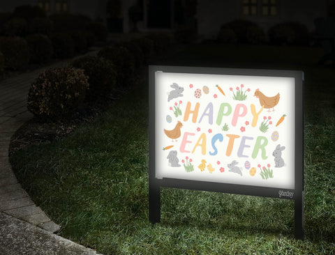 Happy Easter Playful Animals Yardsy Sign Walkway
