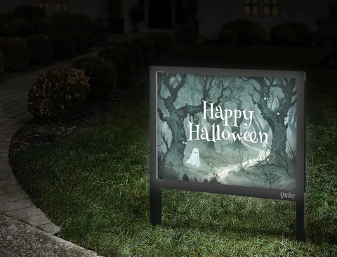 Happy Halloween Ghost Yard Sign Walkway