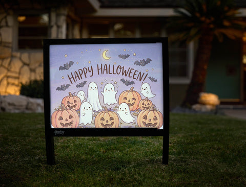 Happy Halloween Watercolor Characters Yardsy Sign yard sign