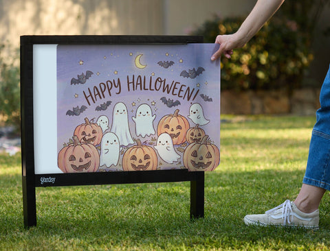 Happy Halloween Watercolor Characters Yardsy Sign yard sign