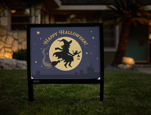 Happy Halloween Witch Moon Yardsy Sign yard sign
