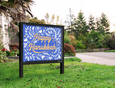Happy Hanukkah Blue And Gold Yardsy Sign Yard.Jpg