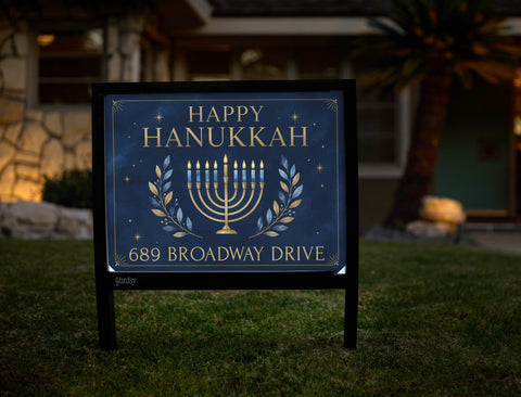 Happy Hanukkah Menorah Custom Yardsy Sign yard sign