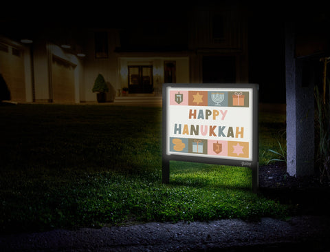 Happy Hanukkah Motifs Yardsy Sign Mailbox