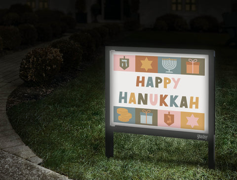 Happy Hanukkah Motifs Yardsy Sign Walkway