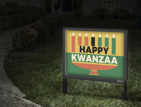 Happy Kwanza Kinara Yard Sign Walkway