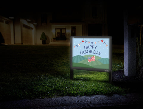 Happy Labor Day Scene Yardsy Sign Mailbox