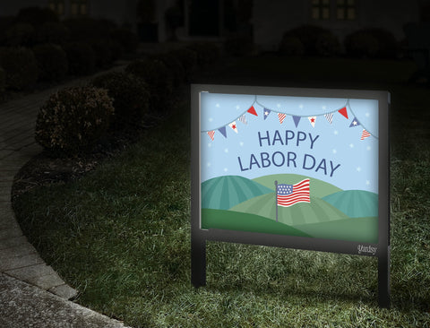 Happy Labor Day Scene Yardsy Sign Walkway