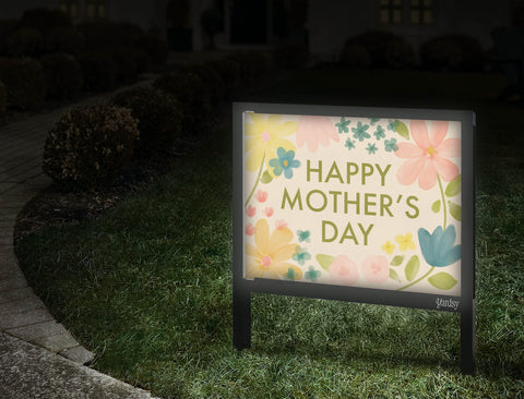Happy Mothers Day Watercolor Floral Yardsy Sign Walkway
