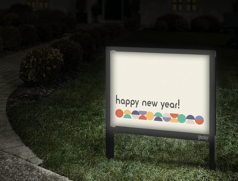 Happy New Year Bauhaus Yard Sign Walkway
