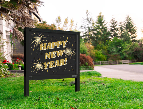 Happy New Year Fireworks Yardsy Sign Yard