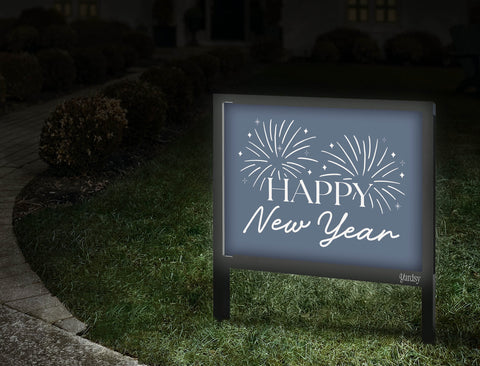 Happy New Year Minimalist Yardsy Sign Walkway