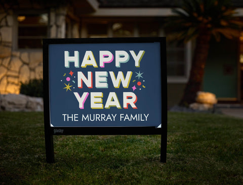 Happy New Year Multicolor Custom Yardsy Sign yard sign