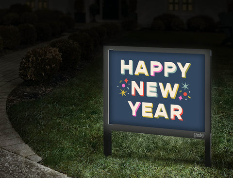 Happy New Year Multicolor Yardsy Sign Walkway