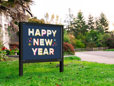 Happy New Year Multicolor Yardsy Sign Yard