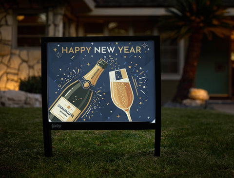 Happy New Year Toast Yardsy Sign yard sign