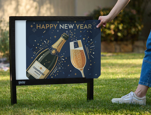 Happy New Year Toast Yardsy Sign yard sign