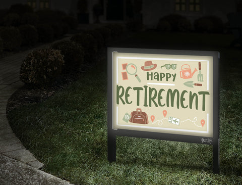 Happy Retirement Hobbies Yardsy Sign Walkway