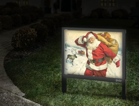Happy Santa Christmas Classic Yardsy Sign Walkway.Jpg