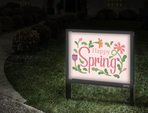 Happy Spring Floral Yardsy Sign Walkway