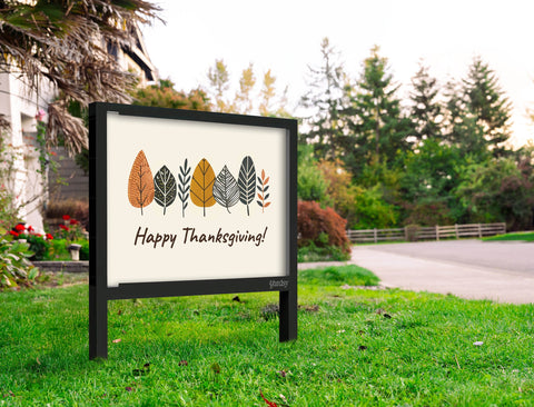 Happy Thanksgiving Modern Leaves Yardsy Sign Yard.Jpg