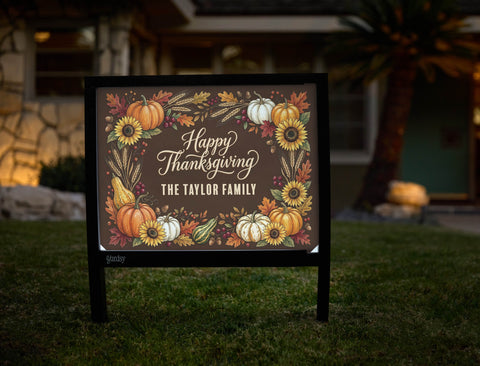 Happy Thanksgiving Wreath Custom Yardsy Sign yard sign