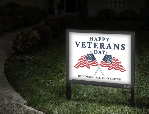 Happy Veterans Day Flags Yardsy Sign Walkway