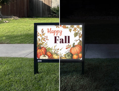 Happy Pumpkin Patch Fall Yardsy Sign - Day Night