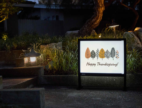 Happy Thanksgiving Modern Leaves Yardsy Sign - Flat Feet
