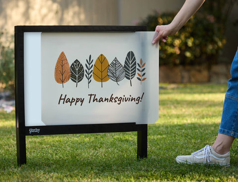 Happy Thanksgiving Modern Leaves Yardsy Sign - Interchangeable