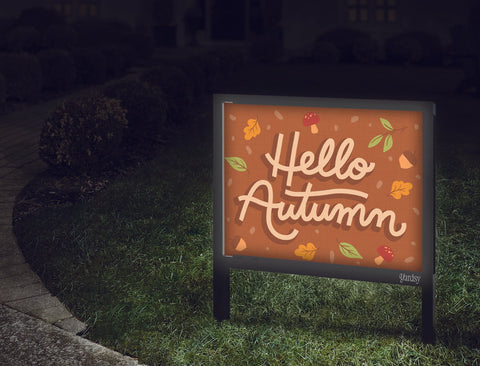 Hello Autumn Greeting Yardsy Sign Walkway