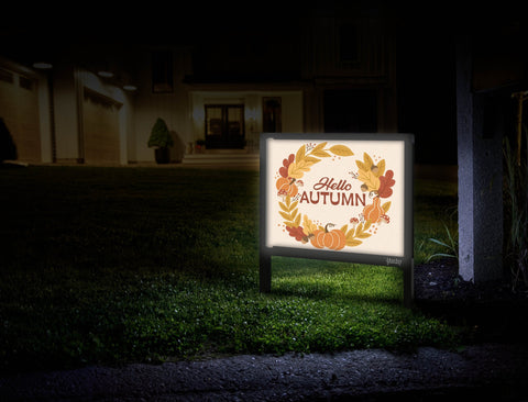 Hello Autumn Wreath Yardsy Sign Mailbox