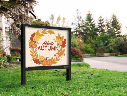 Hello Autumn Wreath Yardsy Sign Yard