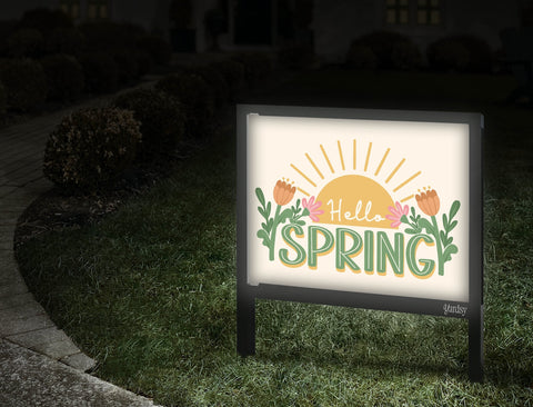 Hello Spring Sun Yardsy Sign Walkway