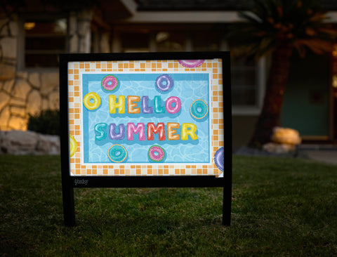 Hello Summer Pool Floaties Yardsy Sign yard sign