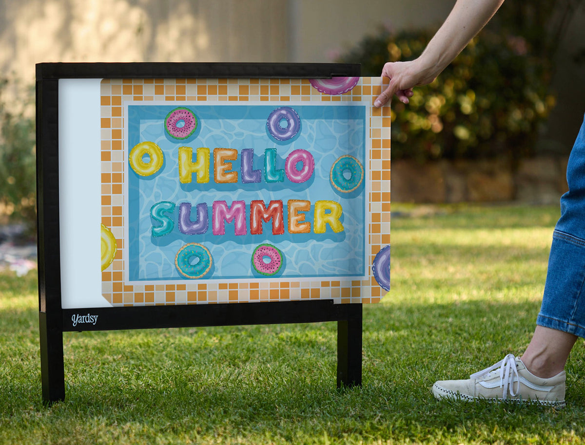 Hello Summer Pool Floaties Yardsy Sign