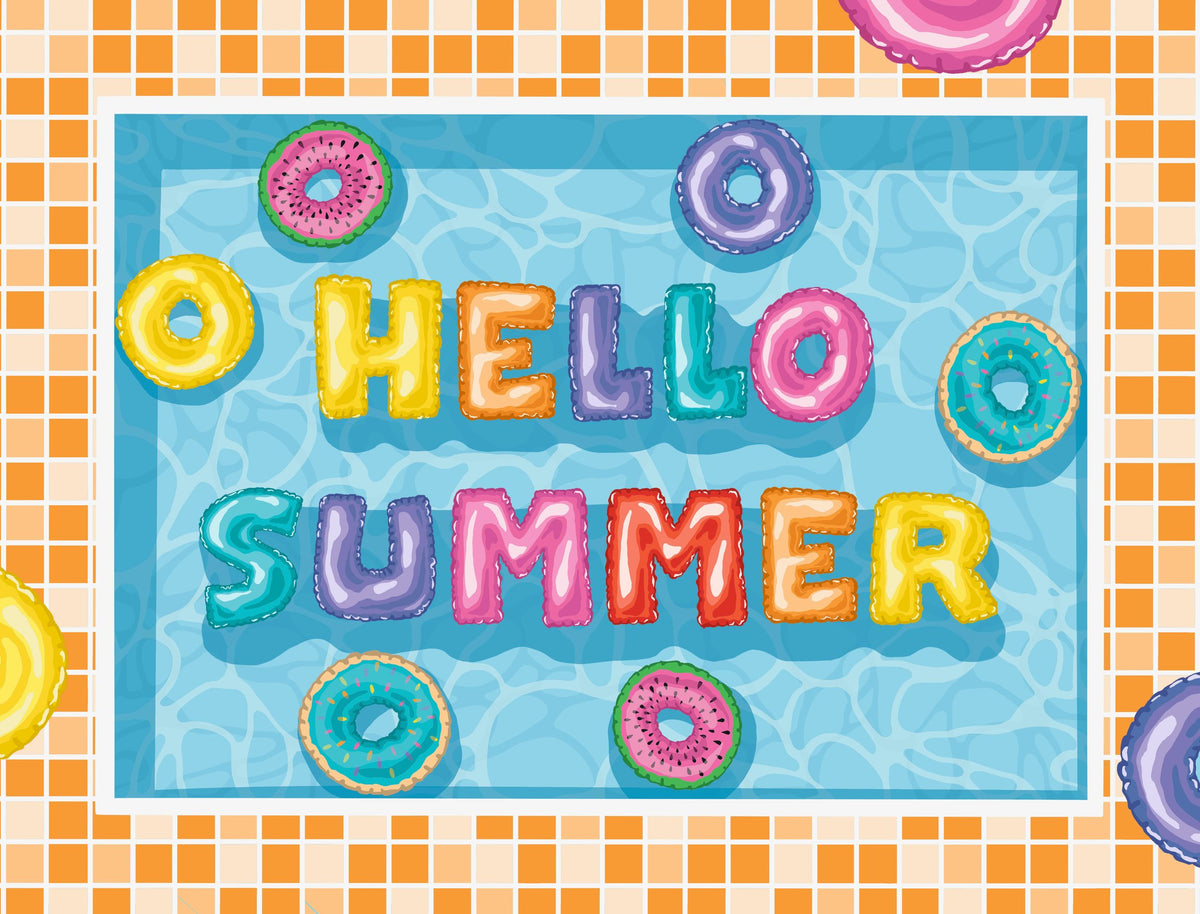 Hello Summer Pool Floaties Yardsy Sign