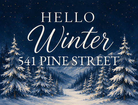 Hello Winter Snowy Forest Custom Yardsy Sign yard sign