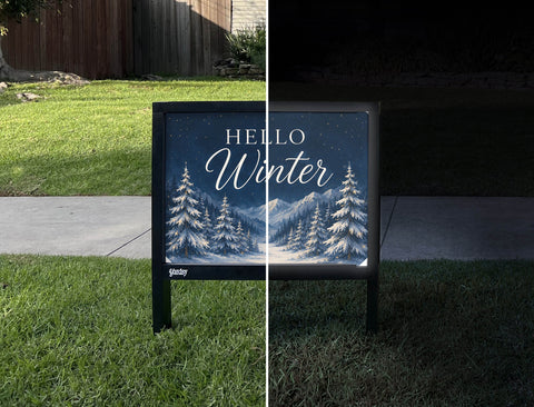 Hello Winter Snowy Forest Yardsy Sign yard sign