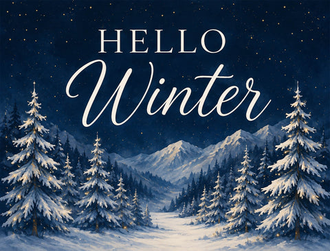 Hello Winter Snowy Forest Yardsy Sign yard sign