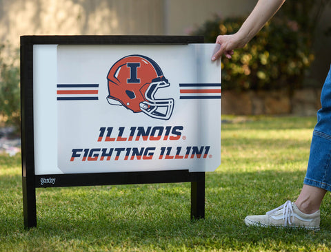 Illinois Fighting Illini Helmet Stripes White Yardsy Sign yard sign