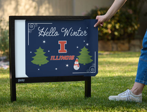 Illinois Hello Winter Yardsy Sign yard sign