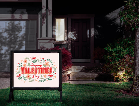 Happy Valentines Day Floral Yardsy Sign