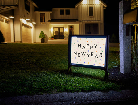 Happy New Year Confetti Yardsy Sign