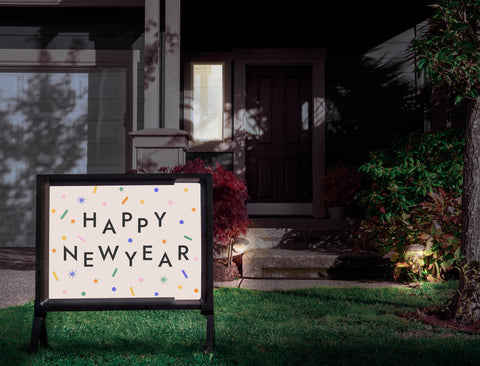 Happy New Year Confetti Yardsy Sign