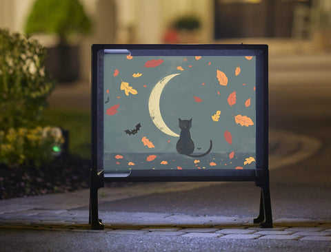 Cat And Moon Fall Yardsy Sign