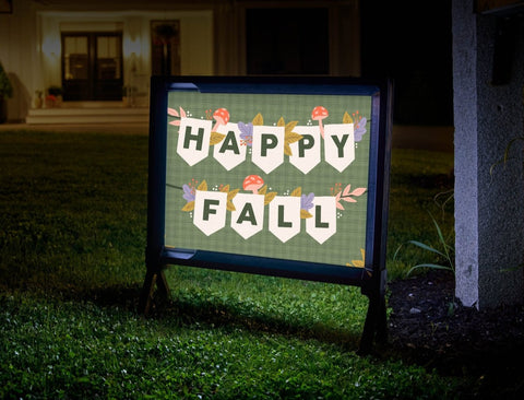 Happy Fall Garland Green Yardsy Sign
