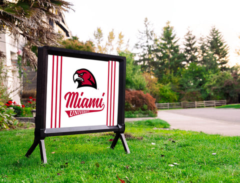 Miami University RedHawks Script White Yardsy Sign