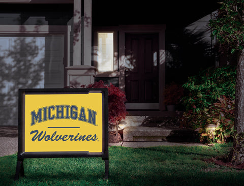 Michigan Wolverines Script Maize Yellow Yardsy Sign