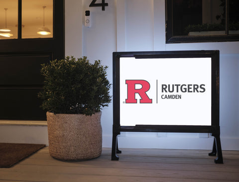 Rutgers Camden Horizontal Mark White Yardsy Sign